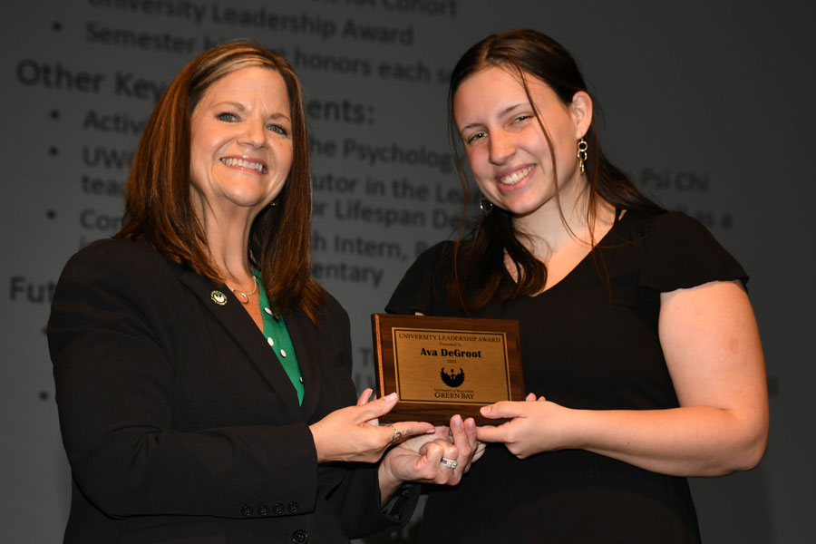 UW-Green Bay student Ava DeGroot recieves University Award