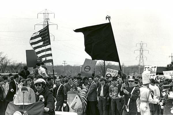 1970s students attend environmental protest