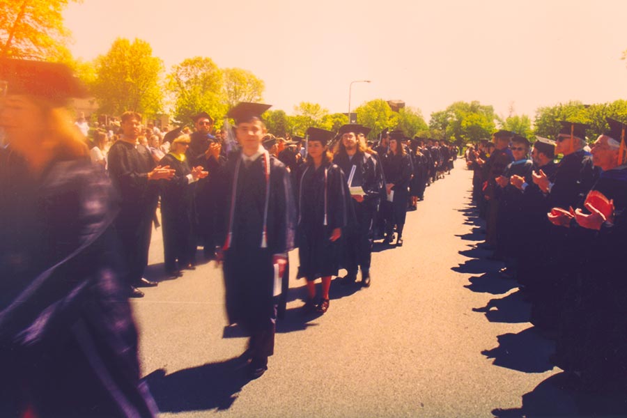UWGB Graduates processing in a historic commencement photo