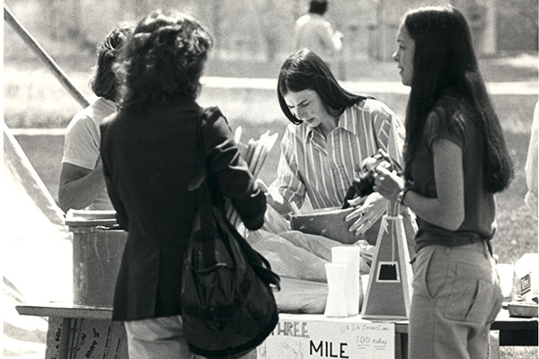 UW-Green Bay archives photo of college women doing environmental advocacy in the wake of the 3-mile island nuclear disaster