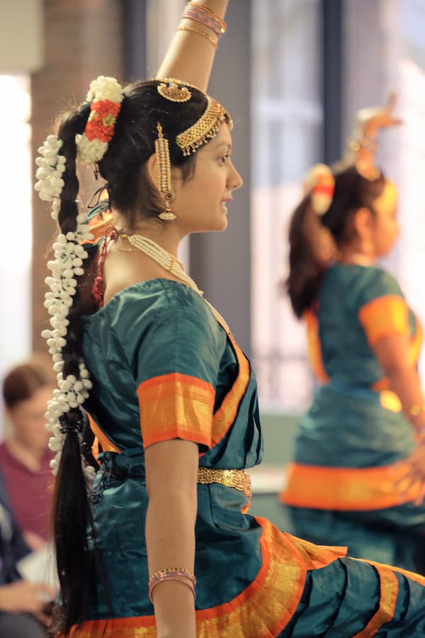 Women dance for cultural festival.