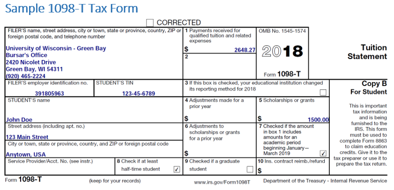 Sample 1098-T Tax Form