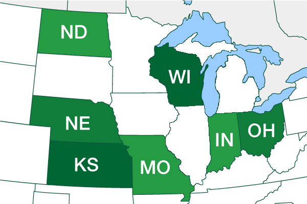 MSEP States: Indiana, Kansas, Missouri, Nebraska, North Dakota and Ohio