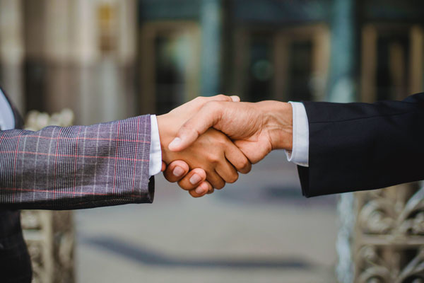 Business professions shake hands