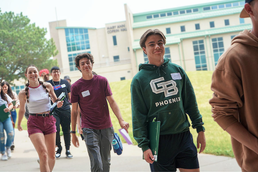 Students walking on campus