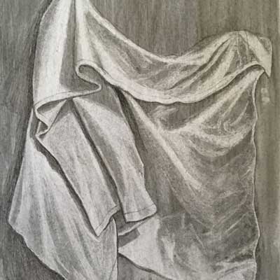 Drawing of folding fabric, student work
