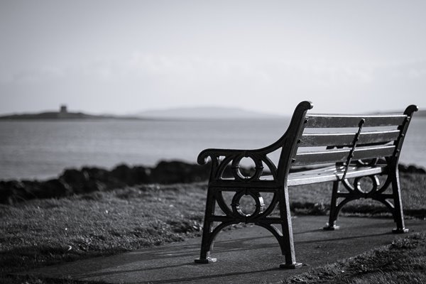 Empty bench on the shore