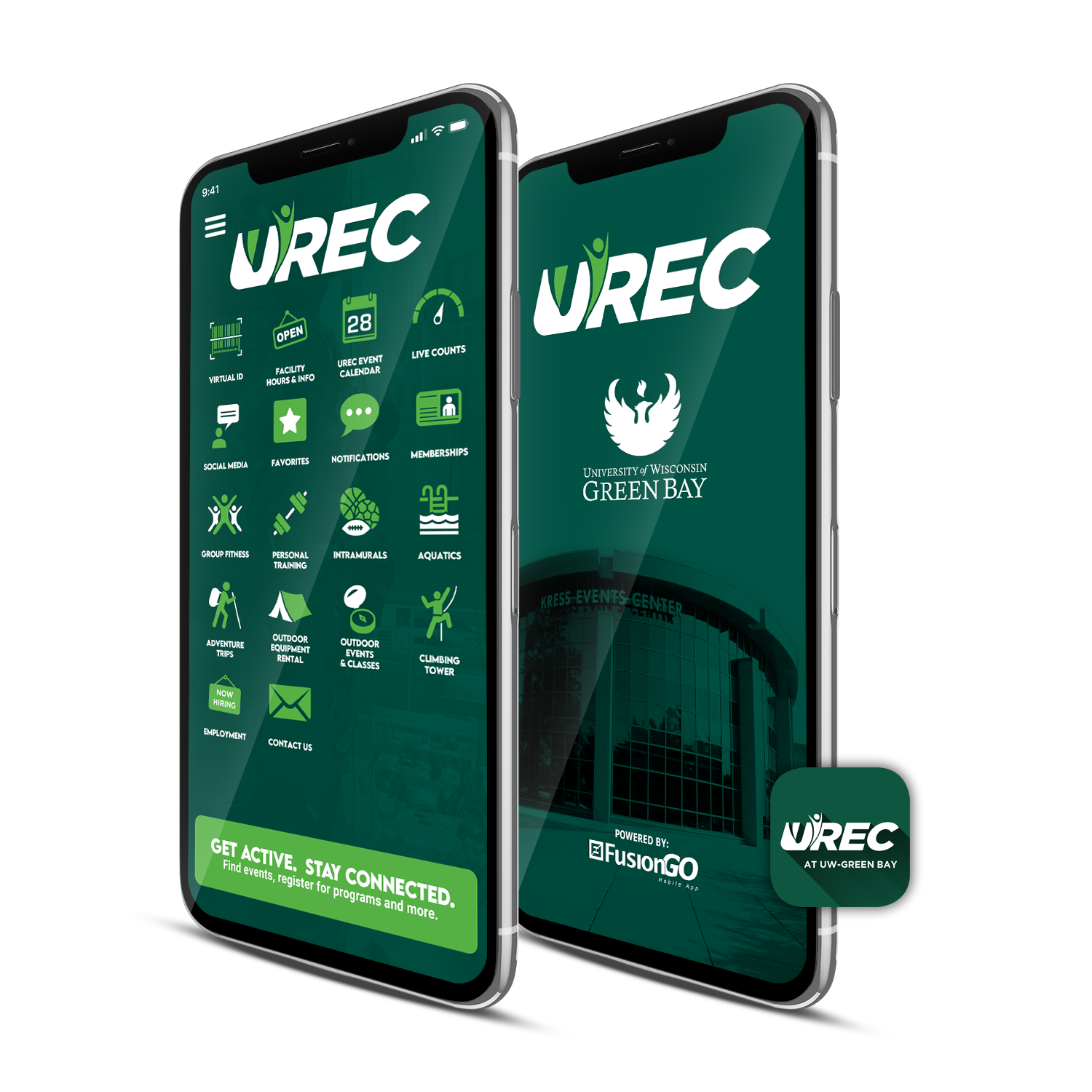 Smart phone with the UREC app open