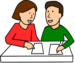 Two people collaborating