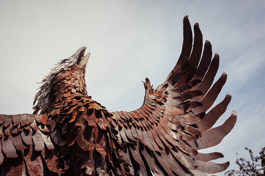 Phoenix statue on the UWGB main campus.