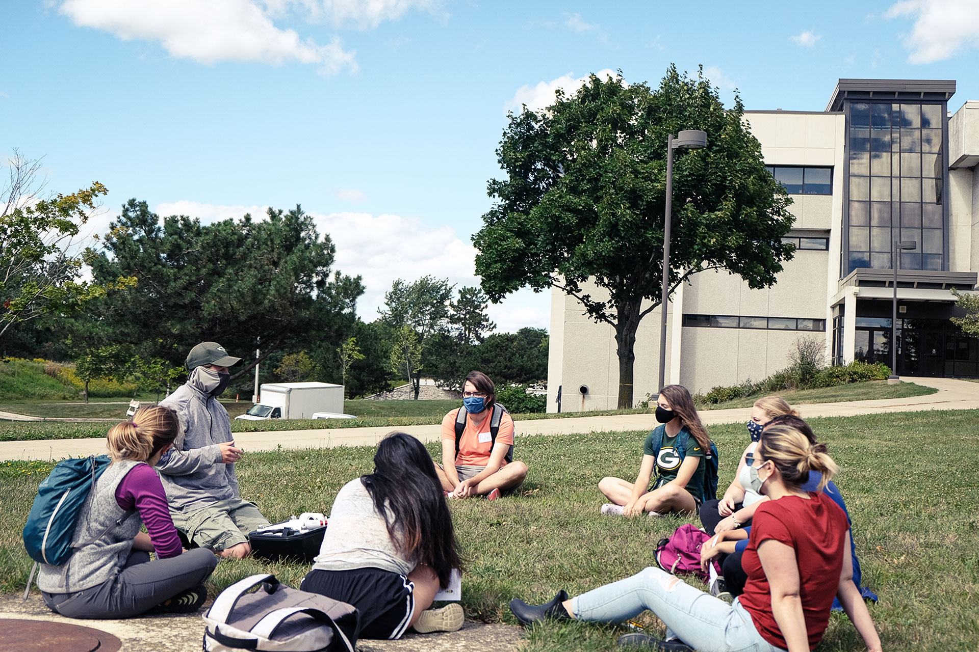 UWGB students attend class outside