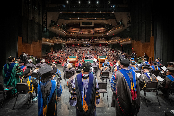 The Weidner Center for the Performing Arts during Winter Commencement.