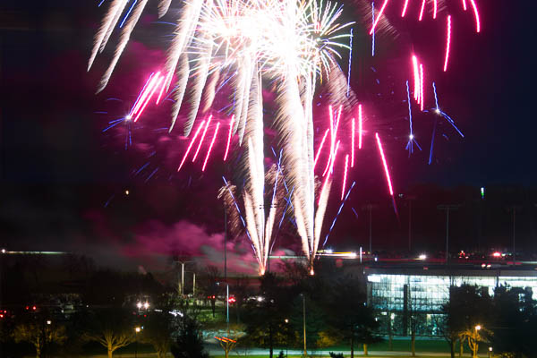 Firework show on campus