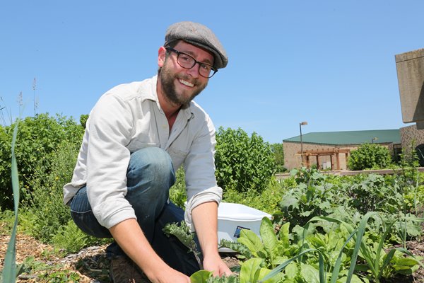 Man planting garden