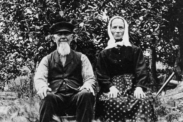 Black and white photo of a man and a woman