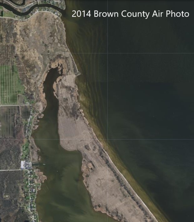 2014 aerial view of Brown County Coast; water levels are low