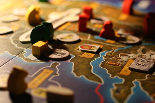 Game pieces on a board
