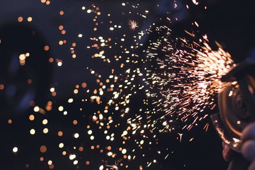 Sparks being made by a metal worker