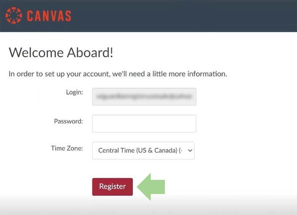 screen shot showing Canvas welcome screen