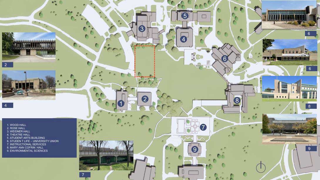 CTEC Site context in relation to campus buildings