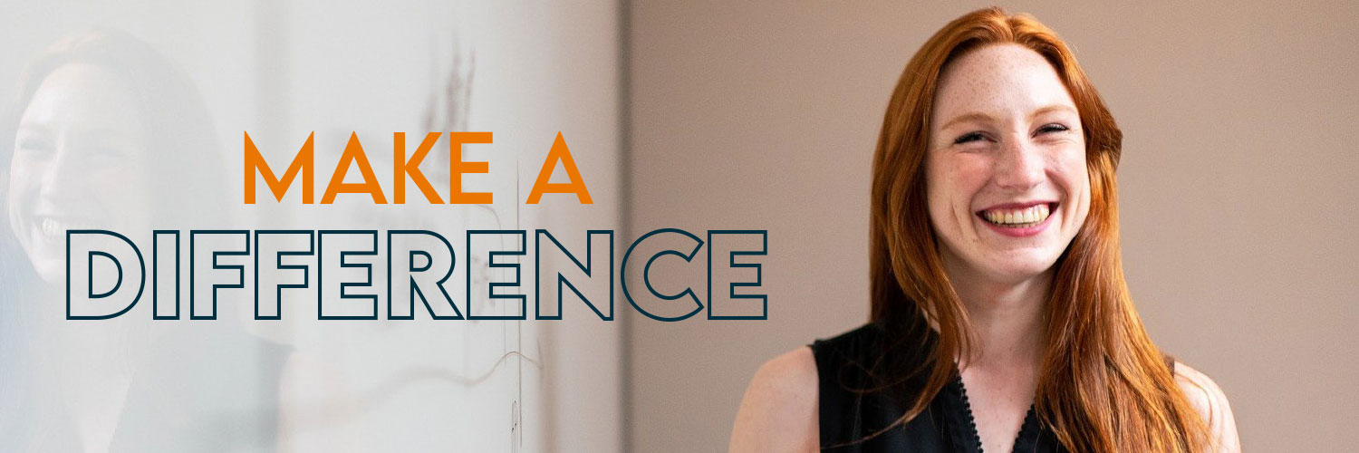 Image of woman leader with the phrase "make a difference"
