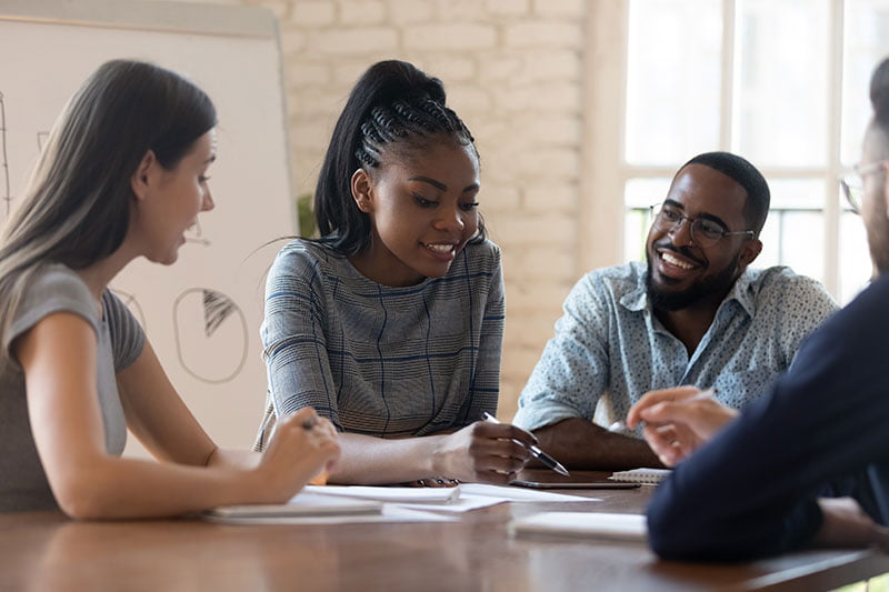 woman leading work team