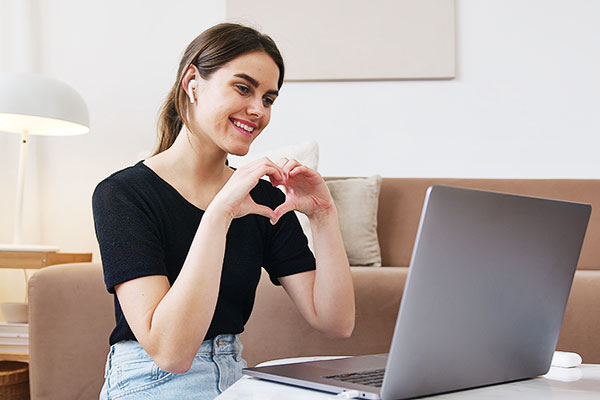 Woman on video call