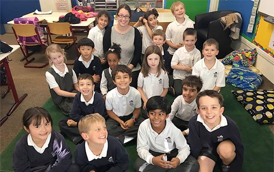 Brooke Soto (middle) with her class in Berlin, Germany.