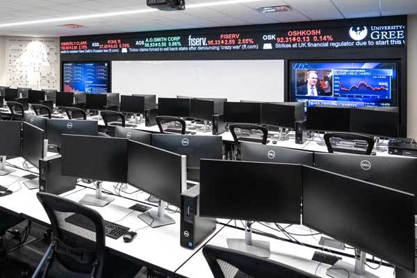 Inside view of the Willie Davis Finance and Investment Lab