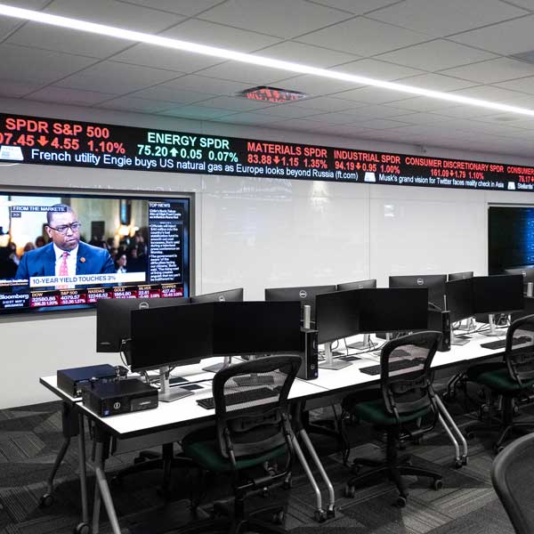 Inside view of the Willie Davis Finance and Investment Lab