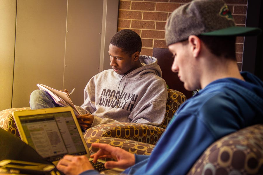 Students studying in the Cofrin Library