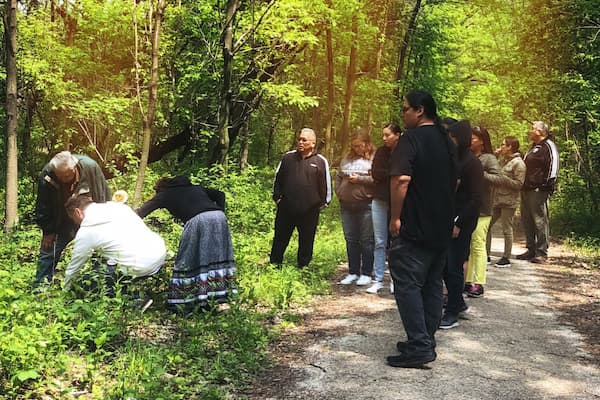 Students and professors on nature walk