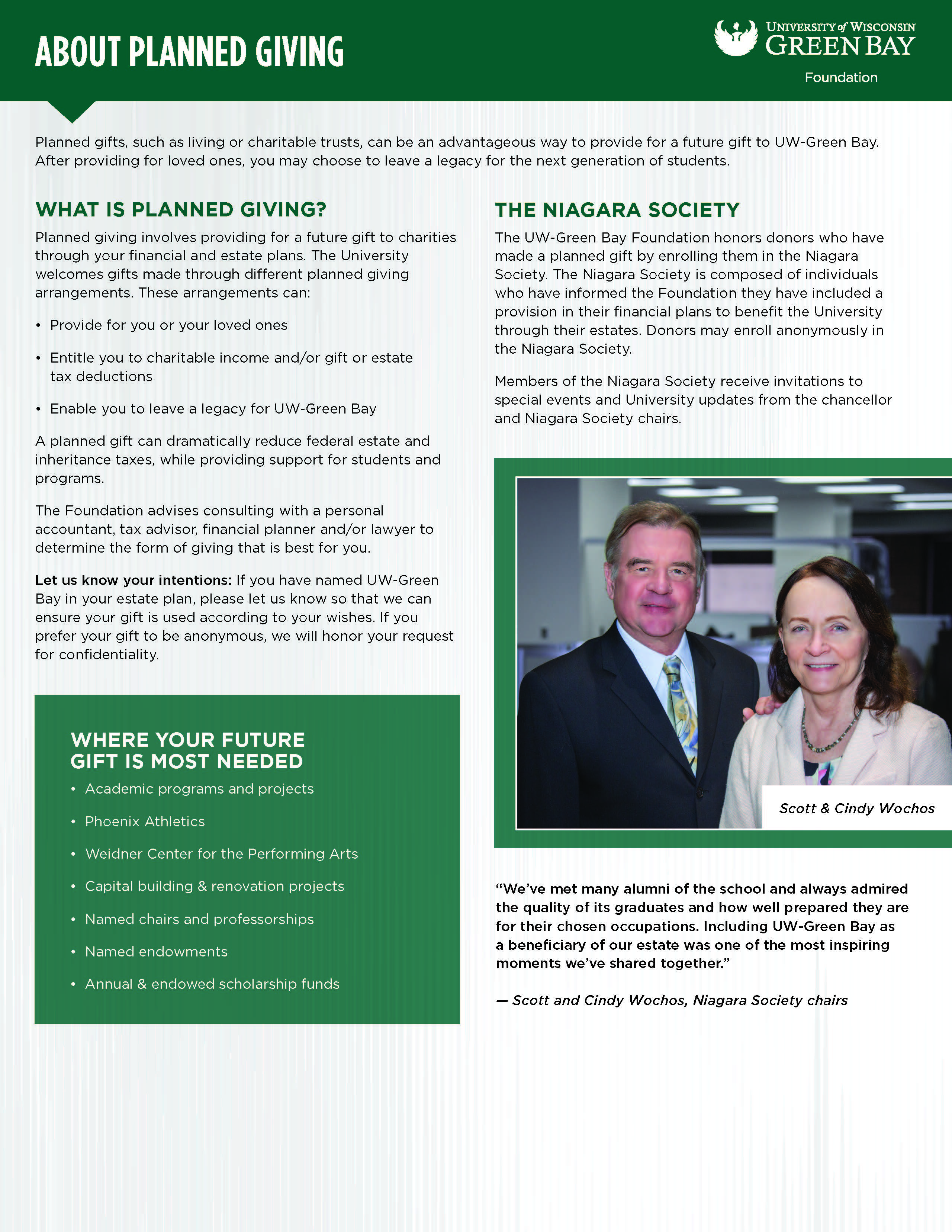 Brochure about planned giving