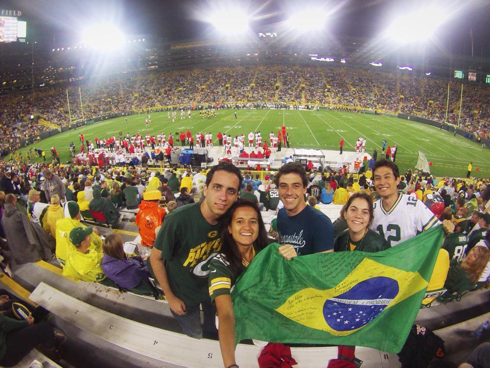 Students at football game