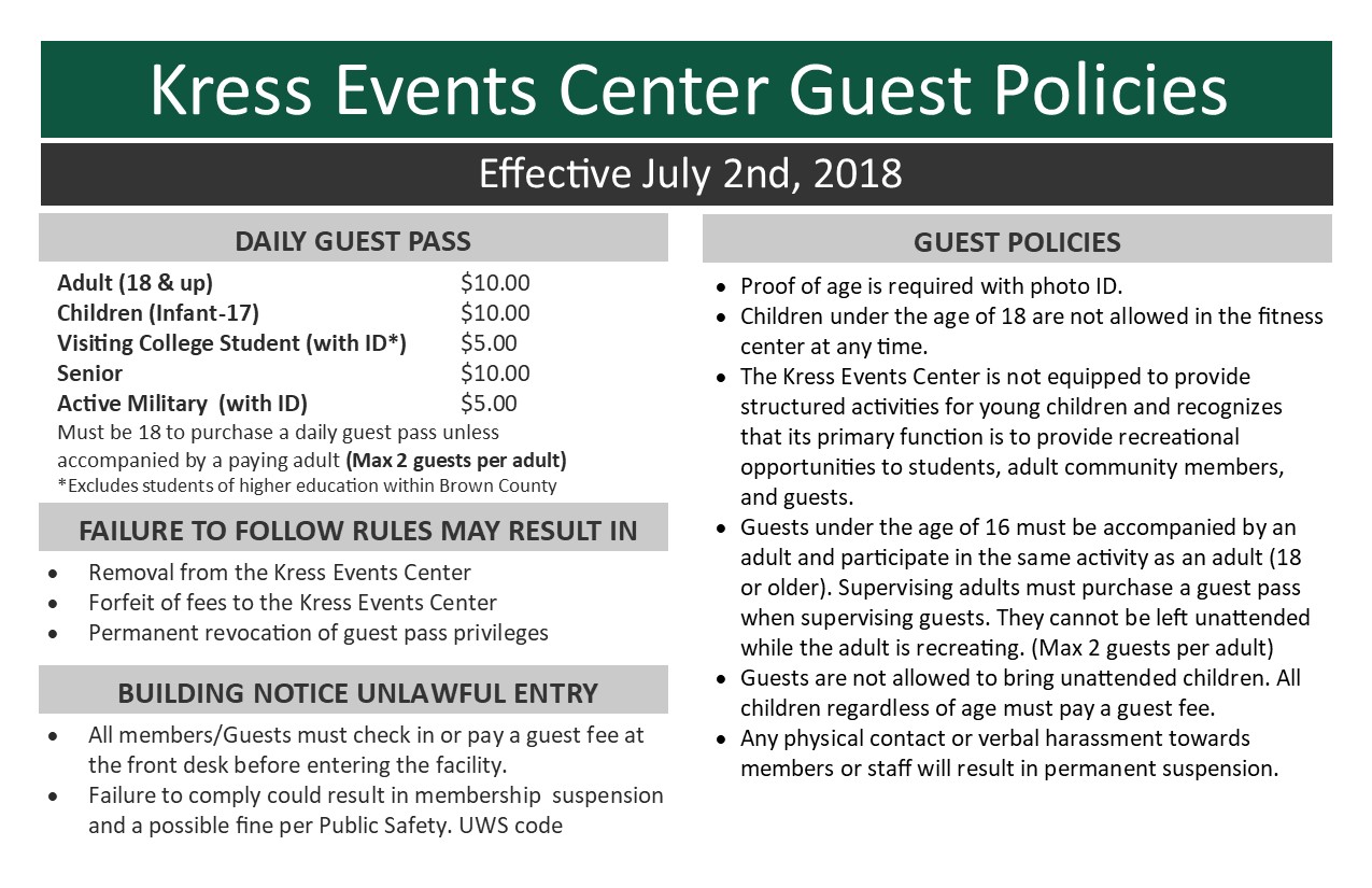 Guest Policies Membership UREC UWGreen Bay