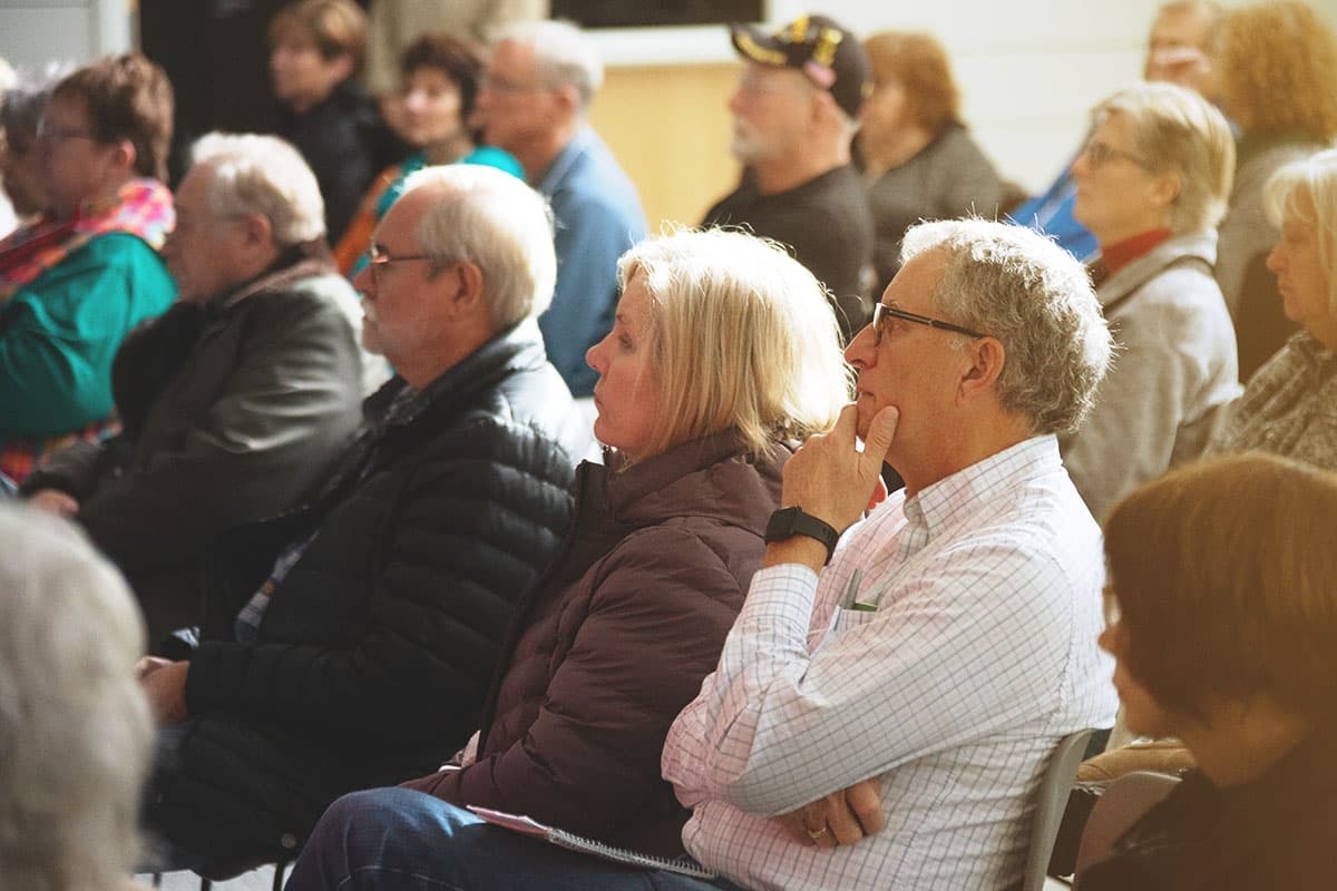 Class participants listening to speaker