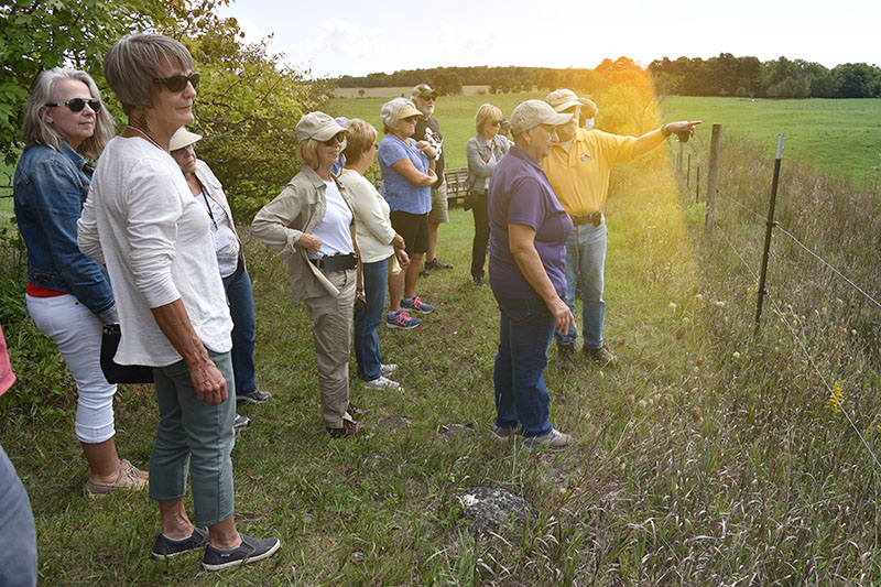 Group of members looking at organic field