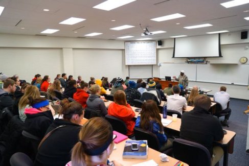 A crowded lecture hall