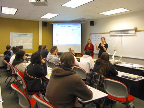 A classroom mid lecture