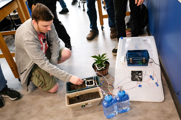 Engineering students demonstrate their mechatronic robotics final