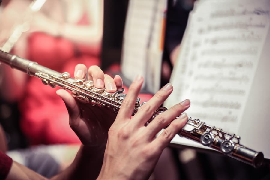 Student plays the flute