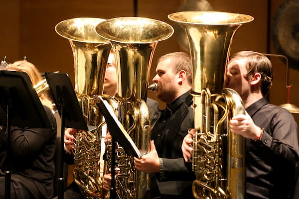 Students perform for brass ensemble