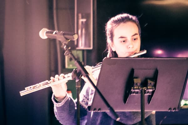 Student plays the flute