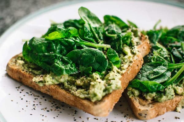 Avocado and spinach toast