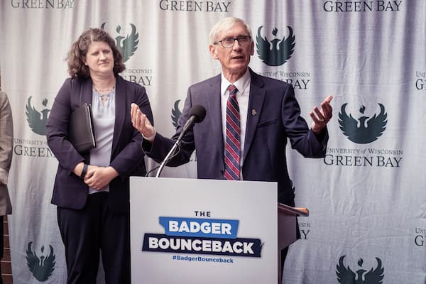 Governer Evers speaks at The University of Green Bay