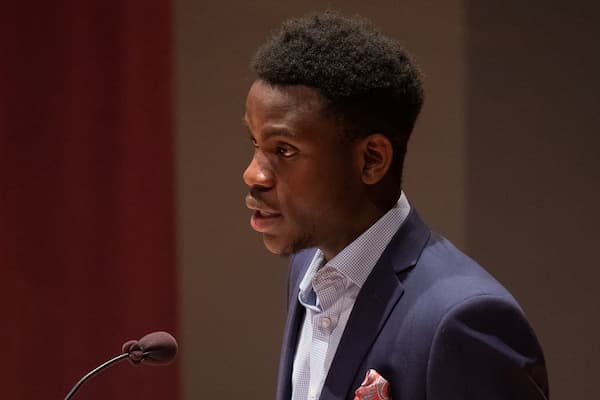 Male student gives speech