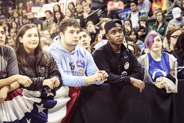 Students attend Bernie Sanders political rally