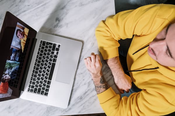 Male working on a lap top