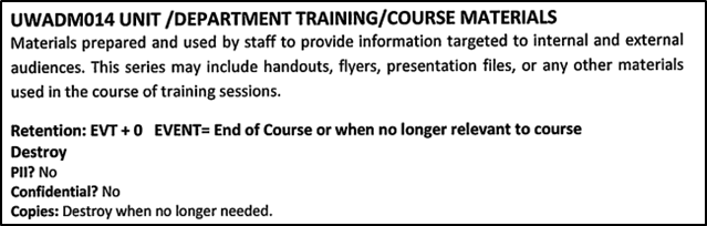 UWADM014 Unit Department Training