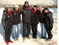 Butch Reimer with Carolyn Freeman and other members of the Nordic Ski team.